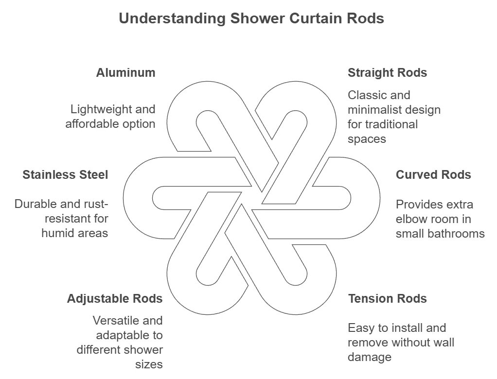 Types of Shower Curtain Rods Types of Shower Curtain Rods